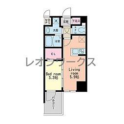 HS梅田EAST 1DKの間取図画像
