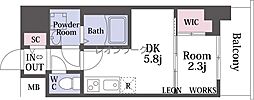 セレニテ江坂グランデ 1DKの間取図画像