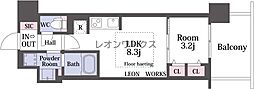 アーバネックス新町2 1LDKの間取図画像