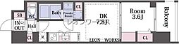 アーバネックス難波west 1DKの間取図画像