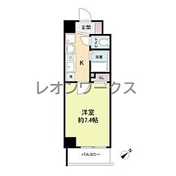 エスリードコート難波ウエスト 1Kの間取図画像