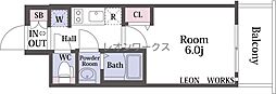 プレサンス新深江ディレット 1Kの間取図画像
