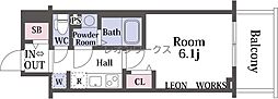 アドバンス大阪メルディア 1Kの間取図画像