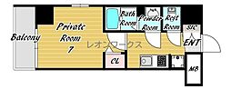 CityLuxNambaSouth 1Kの間取図画像