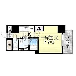 エグゼ堺筋本町 1Kの間取図画像