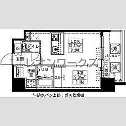 S-RESIDENCE難波西alter 1LDKの間取図画像