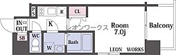 エスリード大阪城公園 1Kの間取図画像