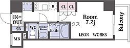 TheParkhabio塚本 1Kの間取図画像
