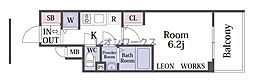 エスリードNAMBATHEBRIGHT 1Kの間取図画像