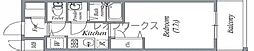 プランドール北浜 1Kの間取図画像