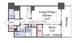 アーバネックス同心 1LDKの間取図画像