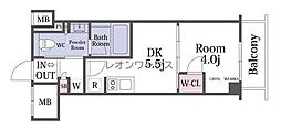 ザ・パークハビオ同心 1DKの間取図画像