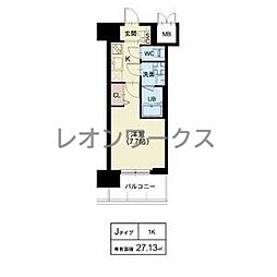 スプランディッド難波3 1Kの間取図画像