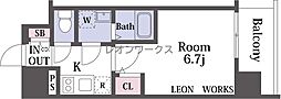 エスリード梅田グレイス 1Kの間取図画像