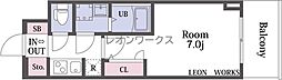 S-RESIDENCENambaDaikokuchoDeux 1Kの間取図画像