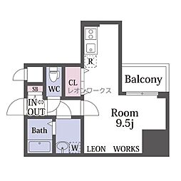 Y&Rinoレジデンス 1Kの間取図画像