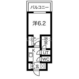スプランディッド難波 1Kの間取図画像