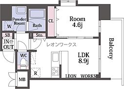 ルフォンプログレ南森町 1LDKの間取図画像