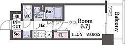 プレサンス塚本ミッドマーク 1Kの間取図画像