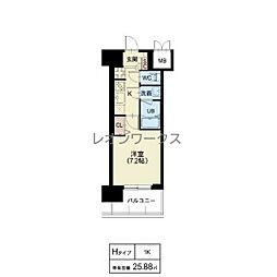 スプランディッド難波3 1Kの間取図画像