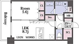ベイサイドパークOSAKAノースレジデンシス 1LDKの間取図画像