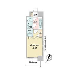 ESLEADRESIDENCEBENTENCHOGRANDE 1Kの間取図画像