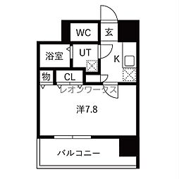 ミラージュパレス難波東レジデンス 1Kの間取図画像