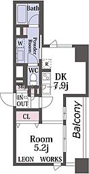 キャトルヴァレ 1DKの間取図画像
