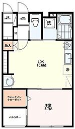 グリーンシティ凪 1LDKの間取図画像