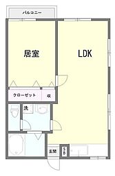 サンハイム堀江2 1LDKの間取図画像