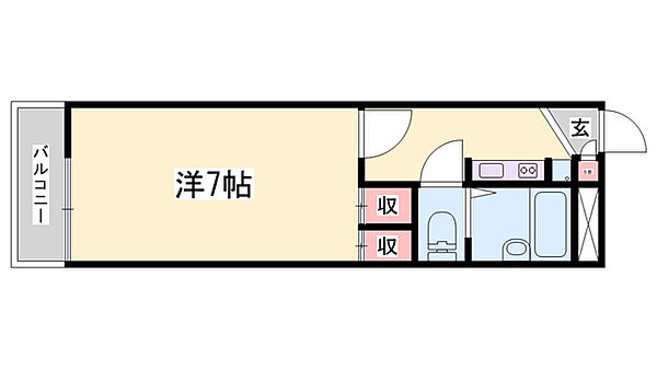 アーバンフラッツＫ ｜兵庫県姫路市佃町(賃貸マンション1K・3階・19.87㎡)の写真 その2