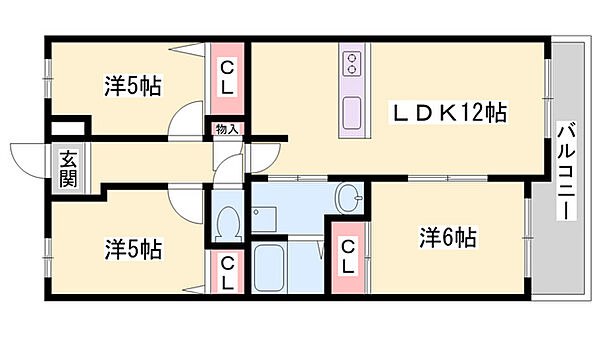 アルコラカーサ構 ｜兵庫県姫路市飾磨区構5丁目(賃貸マンション3LDK・2階・60.50㎡)の写真 その2