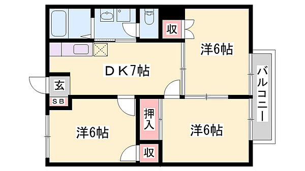 ハイツフォレスト ｜兵庫県加東市上滝野(賃貸アパート3DK・2階・52.17㎡)の写真 その2