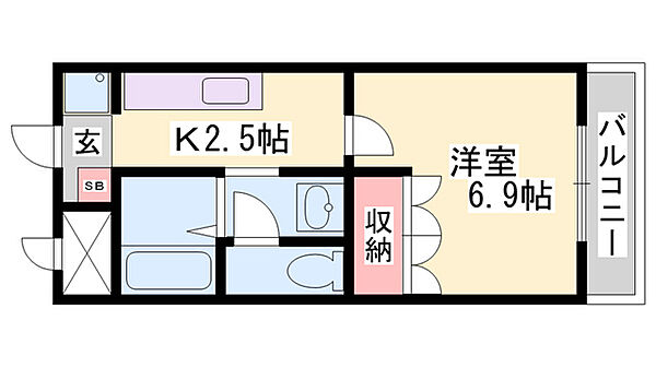 メゾンクローバー ｜兵庫県姫路市亀山(賃貸アパート1K・1階・24.84㎡)の写真 その2