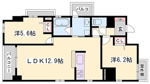 アンゼン十二所前 ｜兵庫県姫路市忍町(賃貸マンション2LDK・3階・54.51㎡)の写真 その2