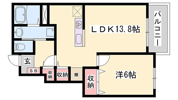 ファンターナ ｜兵庫県姫路市広畑区西蒲田(賃貸アパート1LDK・1階・45.89㎡)の写真 その2