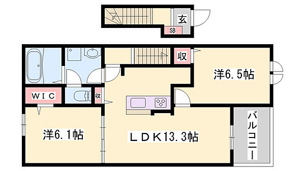 カミーノクラントーノ　トレ ｜兵庫県姫路市飾東町佐良和(賃貸アパート2LDK・2階・59.58㎡)の写真 その2