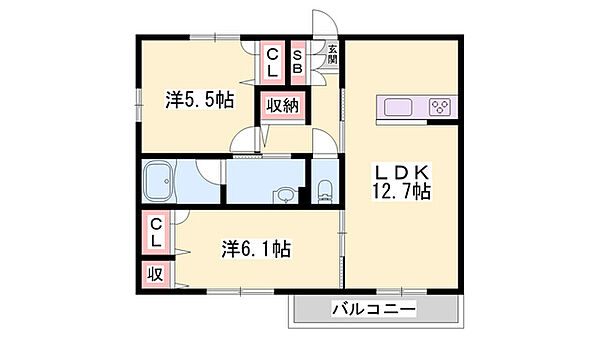 シャーメゾンロジ ｜兵庫県西脇市西脇(賃貸アパート2LDK・2階・56.69㎡)の写真 その2