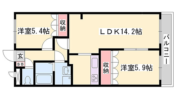 グランドールＡ ｜兵庫県姫路市花田町小川(賃貸アパート2LDK・2階・57.85㎡)の写真 その2