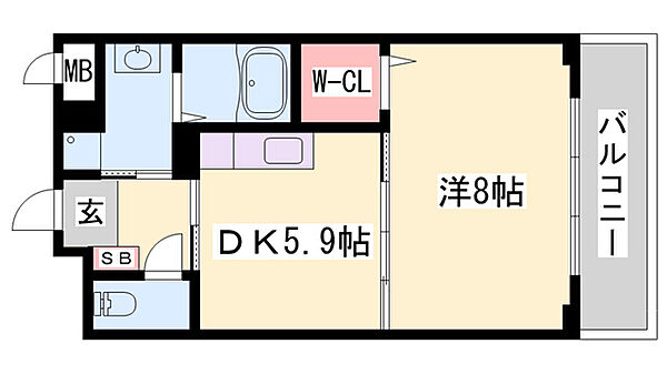 アモーレ二階町 ｜兵庫県姫路市二階町(賃貸マンション1DK・4階・35.12㎡)の写真 その2