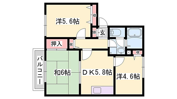 グリーンハイツ　タキ ｜兵庫県加東市上滝野(賃貸アパート3K・2階・50.54㎡)の写真 その2