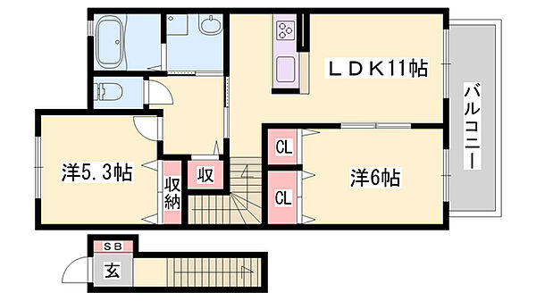 エステート今宿 ｜兵庫県姫路市東今宿5丁目(賃貸アパート2LDK・2階・62.00㎡)の写真 その2