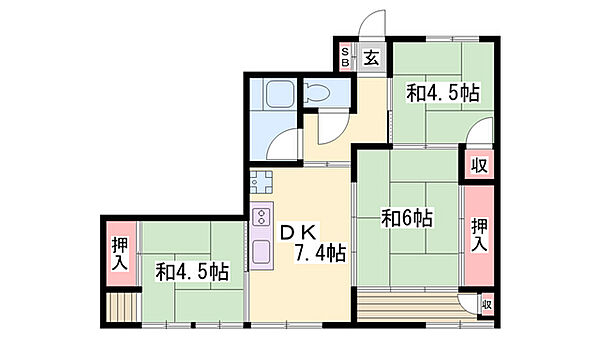 船丘ビル ｜兵庫県姫路市船丘町(賃貸マンション3DK・3階・58.72㎡)の写真 その2