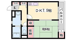 サンシャインB  ｜ 兵庫県姫路市飾磨区高町1丁目（賃貸アパート1DK・2階・36.02㎡） その2