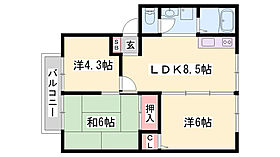 サンフォーレハイツＢ棟  ｜ 兵庫県姫路市東山（賃貸アパート3LDK・2階・56.60㎡） その2