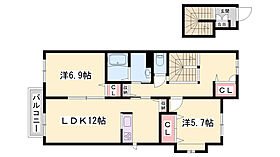 シャンティ夢前　B棟  ｜ 兵庫県姫路市下手野4丁目（賃貸アパート2LDK・2階・70.53㎡） その2