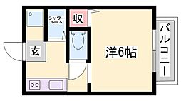 サンシティアイン 1Kの間取図画像