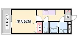 エクセル姫路 1Kの間取図画像