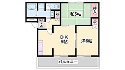 ピュアパレス 2DKの間取図画像