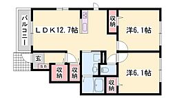ハマナス1 2LDKの間取図画像